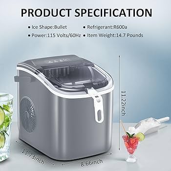 ⭐️製氷機⭐️ハンドル付き6分で9個の氷！バスケットスクープ付きセルフクリーニング Amazon.co.jp: お手入れが簡単ポータブル製氷機、6分で最初の